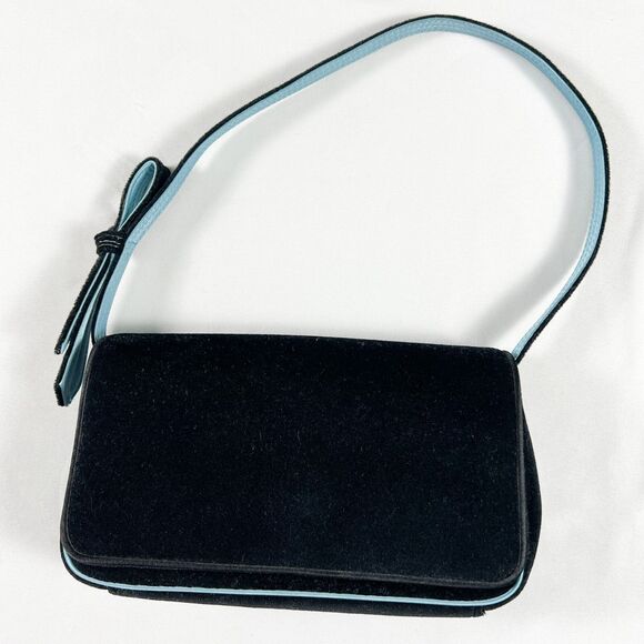 Vintage Liz Claiborne Y2K Velvet Mini Purse Bag Whimsigoth Going Out Party Bow - Picture 2 of 13